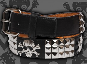 3 row skull crossbones -  - belt